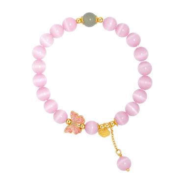 Imagem de Pulseira Cat`s Eye para mulheres com pérola de jade Hetian e aço