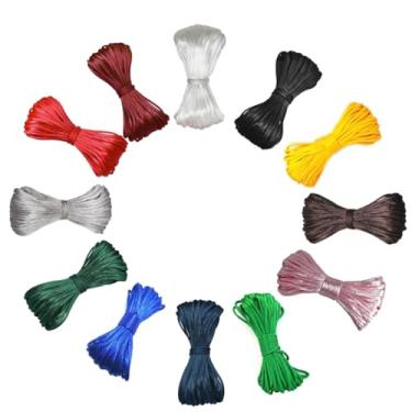 Imagem de Xzhcy Cordão de cetim de nylon de 3 mm, 12 cores, fio trançado sedoso para artesanato faça você mesmo, pulseiras da amizade, pingente, colares de macramê com nó da sorte chinesa, para fabricação de