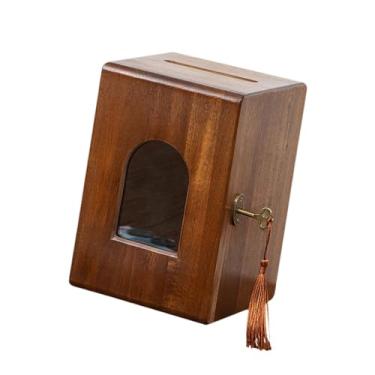 Imagem de Piggy Bank Savings Container with Lock and Key Handmade Saving Box Keepsake Gifts Treasure Storage Box Money Storage Box Bank, B(A)