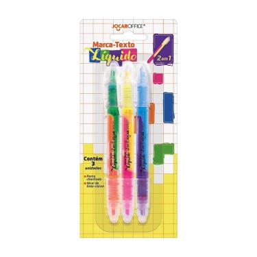 Imagem de Marca-Texto Líquido Jocar Office 2 em 1 com 3 Unidades