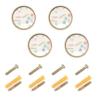 Imagem de Burbuja Puxadores de armário de cozinha com tema natalino, pacote com 4, puxadores redondos de 3,5 cm, puxadores de cômoda com parafusos para armários de cozinha, quarto, armário