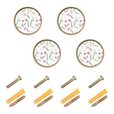 Imagem de Burbuja Maçanetas de armário de cozinha Candy Cane, pacote com 4, puxadores redondos de 3,5 cm, puxadores de cômoda com parafusos para armários de cozinha, quarto, armário