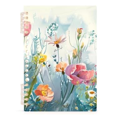 Imagem de Burbuja Caderno Meadow Flowers, papel pautado universitário A5 com 60 folhas, fichário para escritório, 1 pacote
