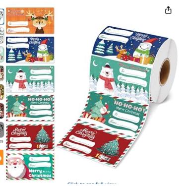 Imagem de 1 rolo (500 peças)/de adesivos de Natal, etiquetas de presente de papel kraft, selos de embalagem de férias (7,5 x 4 cm)