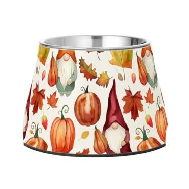 Imagem de Burbuja Tigela de comida de aço inoxidável para cães Autumn Gnomos, para comida e água, antiderrapante para cães médios e gatos, 590 ml