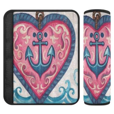 Imagem de Burbuja Capa para cinto de segurança de carro com coração dos namorados, protetor de cinto de segurança macio e confortável para alça de ombro de assento de carro, 1 par pequeno