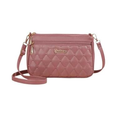 Imagem de Bolsa Transversal Feminina De Grande Capacidade Em Couro PU Com Zíper,