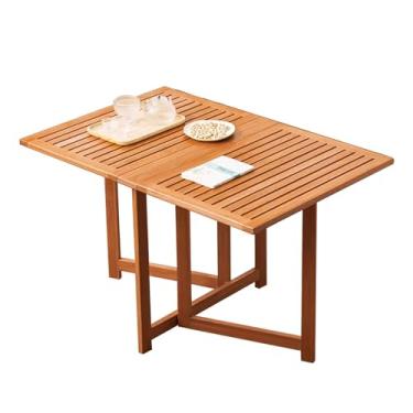 Imagem de Mesa de jantar dobrável, mesa de jantar com economia de espaço, mesa utilitária portátil dobrável ao meio, mesa de estudo para espaços pequenos, para acampamento, quintal, pátio, festa interna (120 cm