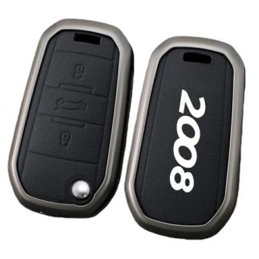 Imagem de Compatível com peugeot 2008 807 508 208 4008 5008 308 306 407 408 3008 carro remoto chave fob caso capa escudo chaveiro acessórios(C-black)