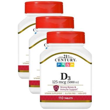 Imagem de Suplemento 21st Century D, comprimidos de 5000 UI, 110 unidades x 3