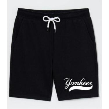 Imagem de Bermuda Plus Size Masculina Yankess Times Baseball Beisebol, Preto, Br