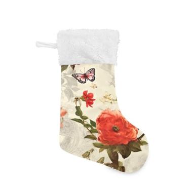 Imagem de ATTX Meias de Natal de pássaros turquesa, suportes de presente brancos de pelúcia para decorações de festas de fim de ano (17,7 polegadas, 1 pacote) #422