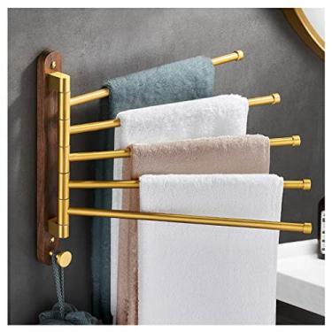 Imagem de Toalheiro giratório giratório de madeira para banheiro e cozinha, toalheiro giratório de madeira de nogueira