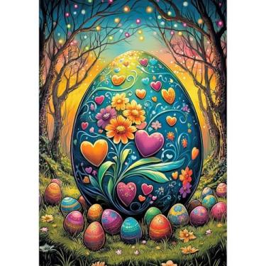 Imagem de NAIMOER Kits de pintura de diamante para adultos, ovos de páscoa kits de arte de diamante 5D para adultos iniciantes, diamante de pintura, faça você mesmo, arte de pedra de cristal redonda completa e