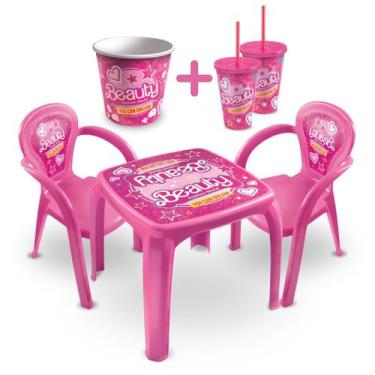 Imagem de Kit Mesinha + 2 Cadeira + Balde + 2 Copos Reto - PAI - Usual Utilidade