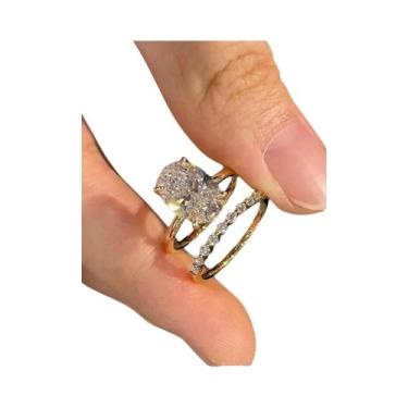 Imagem de Conjunto De Anéis Empilháveis De Zircônia Oval Em Prata Esterlina 925 