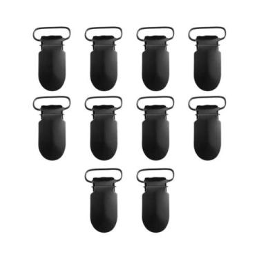 Imagem de Clipes De Suspensório Sólidos Pretos De 14mm, 10 Peças, Fivelas Elegan