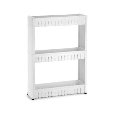 Imagem de Organizador de 3 Prateleiras com Rodinhas Branco – Ideal para Cozinha, Banheiro e Lavanderia