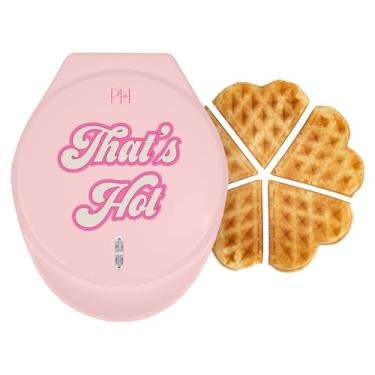 Imagem de Paris Hilton Máquina de waffle de coração, faz 5 mini waffles em forma de coração ou 1 waffles individual, prato antiaderente de 15 cm fácil de limpar, feito sem PFAS ou PFOA, ferro elétrico para