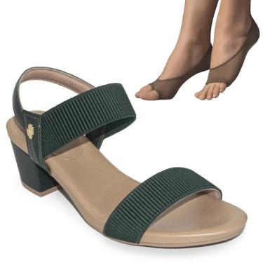 Imagem de Kit Sandália Usaflex Salto Bloco Feminina + 2 Pares de Meias