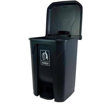 Imagem de Lixeira Plástica 50L com Pedal para Áreas Externas - Cinza Grande - Go