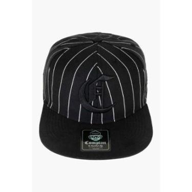 Imagem de Boné Compton Aba Reta Snapback Logo Pinstripe Preto-Unissex