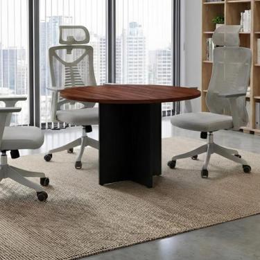 Imagem de Mesa Reunião Redonda 110cm x 110cm 4 Lugares Pés Painel para Escritóri