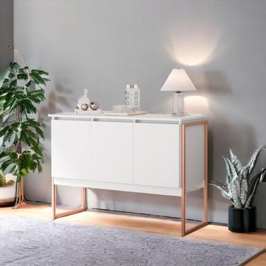 Imagem de Buffet 3 Portas Moderno Amsterdam - Branco Cobre Branco Cobre