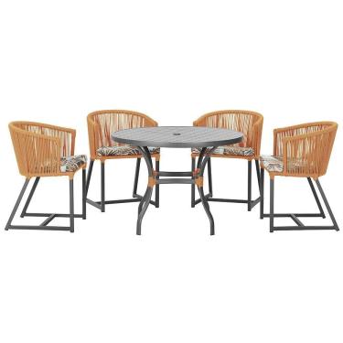 Imagem de Mesa Com 4 Cadeiras E Noronha Estofado 6 Trama Original Terra Cota