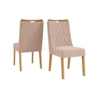 Imagem de Kit 2 Cadeiras De Cozinha Bia Cedro Linho Saara Bege