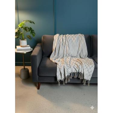 Imagem de Xale Manta Gigante Jacquard para Sofá 3,50m x 2,80m Dupla Face (01 Cinza Quente)