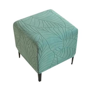 Imagem de Capa Elástica Jacquard De Cor Sólida Para Puff Quadrado, Antiderrapant