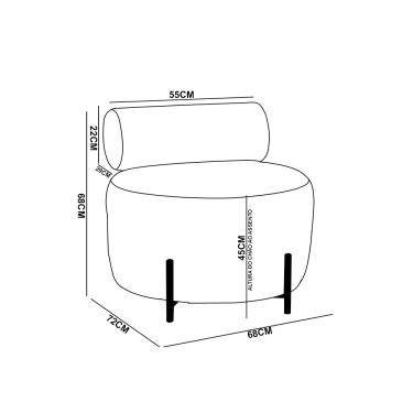 Imagem de Poltrona Sala Ilha Orgânica Éden Pé Aço Lateral Dourado Bouclê Azul E03 - D'Rossi