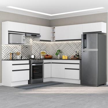 Imagem de Armário De Cozinha Completa De Canto Branco/preto