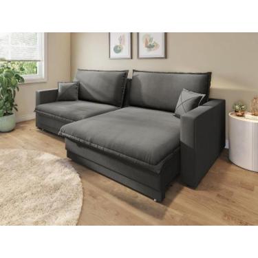 Imagem de Sofá Tango 2,20m sem caixa, Retrátil e Reclinável Velosuede Cinza - NE