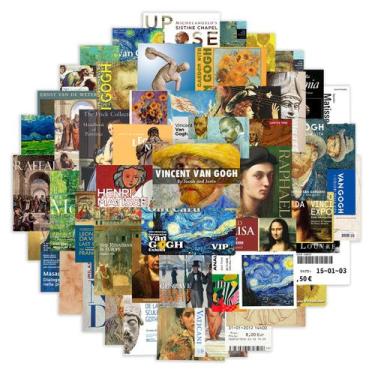 Imagem de Pacote de adesivos Art Museum Ticket, vinil impermeável, 50 unidades -