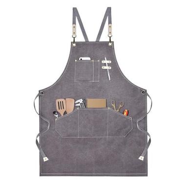Imagem de Avental de lona resistente com bolsos para trabalho - Yiweisai