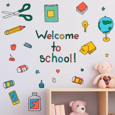 Imagem de Adesivos de parede Cartoon Classroom Wallpaper School PVC - yiweisai