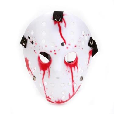Imagem de Máscara de cosplay Bloody Jason, adereço de festa de Halloween 26x21cm