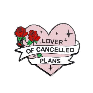 Imagem de Broche Pin Lover of Cancelled Plans Heart Pink Alloy 4x3,2 cm - yiweis
