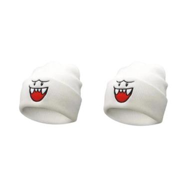 Imagem de Gorro De Inverno Quente Para Homens, Tricotado, Com Rosto Feliz Bordad