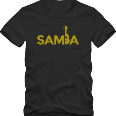 Imagem de Camiseta Masculina Estampa Samba Sambista Cavaquinho Algodão Manga Cur