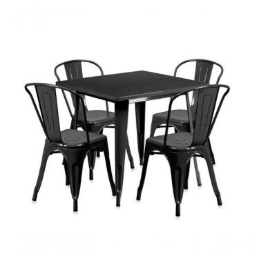 Imagem de Conjunto Mesa Tolix 80 Cm + 4 Cadeiras Tolix - Preto