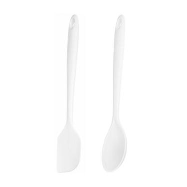 Imagem de Espatula e Colher Silicone Cabo Longo Branco 45cm Profissional - casa 