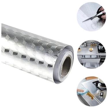 Imagem de 5 Papel Adesivo Metalizado Lavável P/ Fogão Armário e Gavetas - Inter