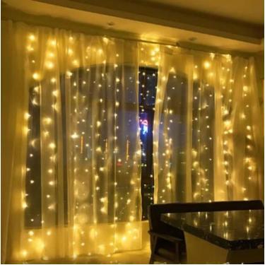 Imagem de Cortina 300 leds warm fixo tom. m/mf 127v uso interno - Global Importa