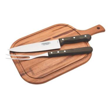 Imagem de Kit para Churrasco Tramontina Polywood Castanho com Tábua de Madeira 3