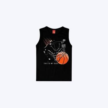 Imagem de Camiseta Regata Basquete Infantil Menino Kyly 1001092 Mescla, Preto, 1