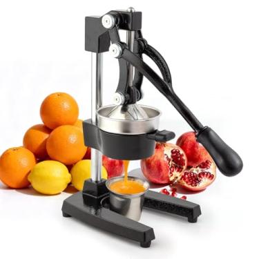 Imagem de Espremedor manual de ferro fundido, espremedor de limão comercial, espremedor de frutas cítricas profissional, ideal para extrair suco de limões, laranjas e toranjas. Fácil de limpar. (Preto)