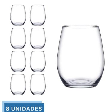 Imagem de kit 8 Copos Vidro Transparente Redondo 440ml Amber Pasabahçe
